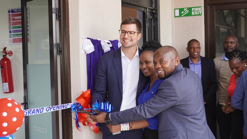 Ribbon cutting celebrating the grand opening of our new facility in Kenya.